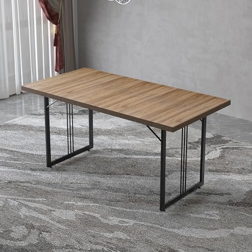 GOLDFAN Rechteckiger Esstisch aus Holz Metall Tischbeine Industrial Style Holztisch Küchentisch für 4-6 Personen (Braun, 160x80x75)