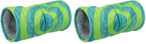Trixie 6284 Kuscheltunnel für Kleintiere, ø 15 × 35 cm, grau/grün (Packung mit 2)