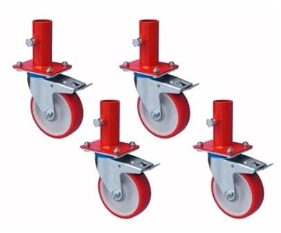 4 Stück Gerüstrollen Gerüsträder Rollfuß Gerüstfuss Beine für Gerüste PA+PU 125mm
