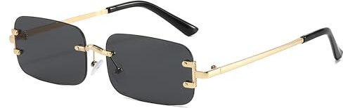 Hviomru Randlose Rechteck Sonnenbrille für Damen Herren Mode Trendy kleine schmale Rechteck Sonnenbrille