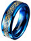 NUNCAD Personalisiert Wolfram Ring Herren 8mm Gold Keltischer Drachenring Blau Eheringe mit Kohlefaser und Abgeschrägte Kanten Größe 57(18.1)