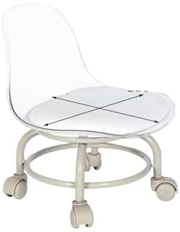 Drehhocker Haushalt Kleiner Hocker Rückenlehne Universal Rad Weiche Bank Kleiner Stuhl Riemenscheibe Niedriger Hocker(Acrylic White)