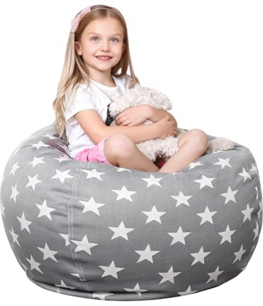 ALKNOT Spielzeug Aufbewharungstasche, Kuscheltier Aufbewahrung Sitzsack, Kinder Sitzsack Sofa, Beutel Spielzeugaufbewahrung, Bean Bag Toy Storage mit Reißverschlus, für Spielzeug, Kleidung 24 Zoll