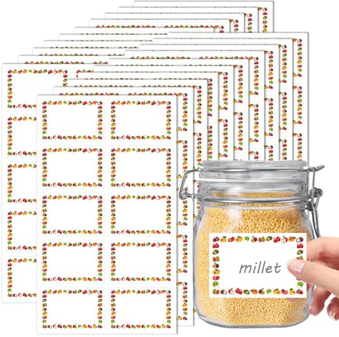 200 etiquetas autoadhesivas para mermelada, 60 x 40 mm, tarros de mermelada, etiquetas adhesivas para escribir, tarros de mermelada para vasos, mermeladas, botellas, bolsas (200)