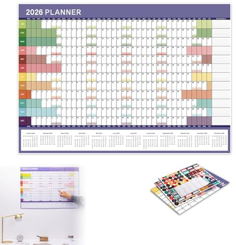 Calendrier Mural 2026,Planificateur Annuel Mensuel,Calendrier 2026 Familial Mural Organisateur Familial,Parfait pour Maison Bureau École et Famille,Organisation Travail Vacances,English