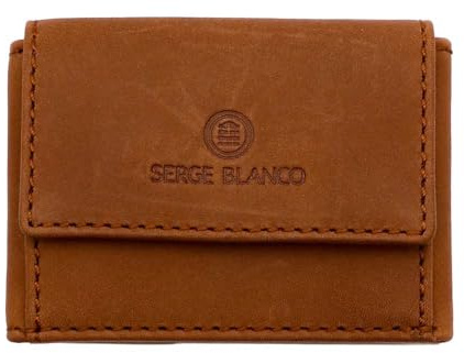 Serge Blanco - Mini Porte-Monnaie en Cuir Austin - Cognac - 9 x 6 x 2 cm - Marron