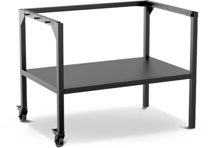 cozze 900 Station Outdoor Tisch für Pizzaofen & Grill – Robuster Grillwagen aus verzinktem Stahl, fahrbar mit Rädern & Haken, Schwarz, bis 80 kg - 71x90x60 cm