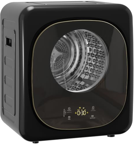 HOMCOM Vented Tumble Dryer 4kg Wet Laundry/2.5kg Dry Capacity 800W Black | 57cm Height 800W Compact Freestanding Clothes Drying Machine with 5 Drying Modes, Sensor Dry for Apartment, Dorm, RVs