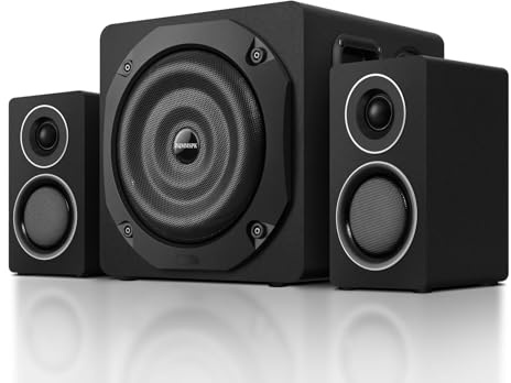 ZQMMSPK Computer Speakers with Subwoofer, 2.1 Gaming Speaker System for Desktop PC, 6.5 Deep Bass, Bluetooth 5.3, AUX/RCA/Optical/Coaxial, Surround Sound for PC/Monitor/TV - Black