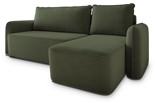 Masseno Ecksofa DOLVER CL mit Schlaffunktion L-Form, Modern Sofa mit Bettkasten, Wohnzimmersofa, Couch, Soffa, Bettsofa, Couchgarnitur - Olivgrün, Castel 39