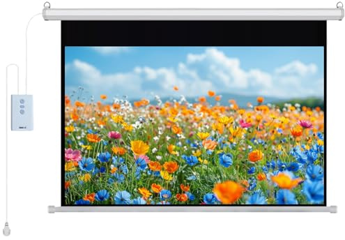 Motorized Projector Screen w/Remote Control, 60 inch Auto Electric Projection Screen, 4K HD Movie Screen for Home Theater Cinema Office(16:9)
