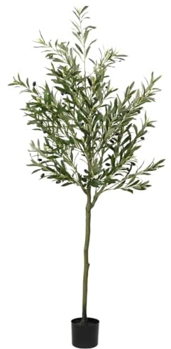 Ordellia Árbol de olivo artificial con 700 hojas, 180 cm, color verde, tronco de polietileno y hojas de fibra, en maceta de plástico para salón, oficina, balcón, terraza, decoración tropical