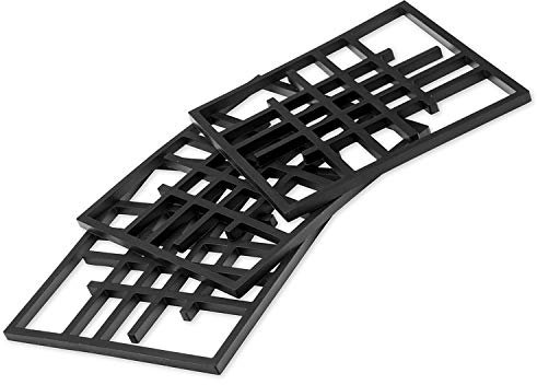 O-ishii Heatmaster+ 3er Set Topfuntersetzer Square, hitzebeständig, viereckig, 15.8 x 15.8 x 0.7 cm, schwarz