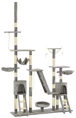 Festnight Katzen-Kratzbaum Kratzbaum Gross Katzen Stabil mit Sisal-Kratzsäulen 230-250 cm Grau/Beige/Blau
