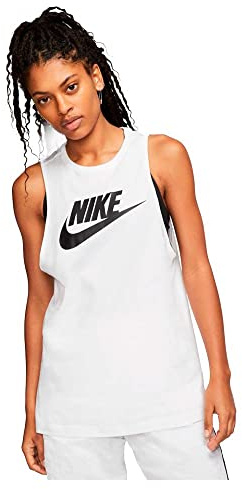 Nike Damen Mscl Futura Tr gershirt Cami Shirt, Weiß / Schwarz, S EU