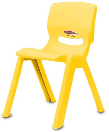 JAMARA 460580 - Kinderstuhl Smiley bis 100 KG - stapelbar, aus robustem Kunststoff, Indoor-Outdoor geeignet, gelb