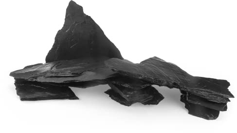 TM Aquatix Aquarium Schiefersteine Schwarz 3 kg – Natur Deko Steine für Aquarium, ideal für Höhlen & Verstecke, Aquascaping Hardscape, pH-neutral