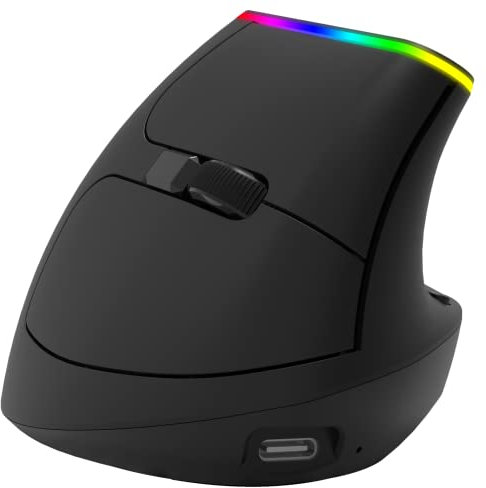 ORDISSIMO - Souris Ergonomique Verticale pour Plus de Confort et Moins de Douleurs - sans Fil RGB pour Droitiers - Accessoire pour Ordinateur, Portable, Tablette - Compatible Windows, Linux et Mac