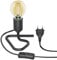 ledscom.de Tischlampe TRIN Lampen-Fassung, schwarz, Stecker, Schalter + E27 LED Lampe gold max. 778lm, 3-Stufen dimmen, extra-warmweiß