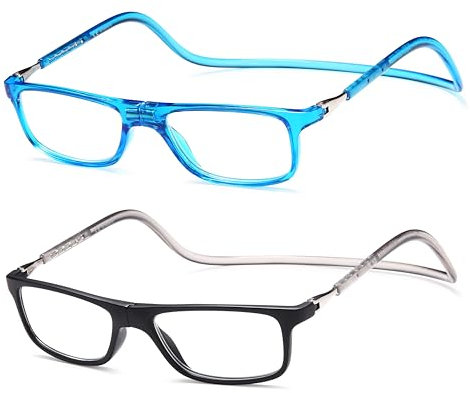NEW VISION Lesebrille mit Magnetverschluss 2 pack, Lesebrillen, Bequem Magnetverschluss Vorne, Reading Glasses NV2904, Lesehilfe für Damen Herren (Nb, 1.5, x)