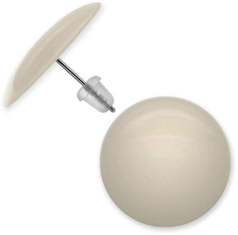 Soul-Cats Ein Paar süße Ohrstecker aus Acryl, mit Pin aus Edelstahl, rund - 2,5 cm, pearl