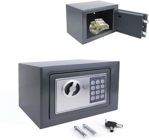 Tresor Klein, Digital Elektronischer Safe mit 2×Notschlüssel, Doppelbolzenverriegelung, Wandtresor,geeignet zur Aufbewahrung von Wertgegenständen, 23 x 17 x 17 cm