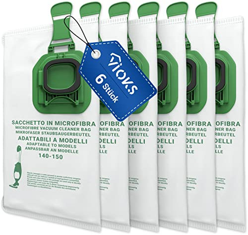 VIOKS Juego de 6 bolsas de aspiradora de 5 capas de repuesto para bolsas de aspiradora Vorwerk Kobold VK150 y VK 140 bolsas de aspiradora Vorwerk Kobold fp 140/150