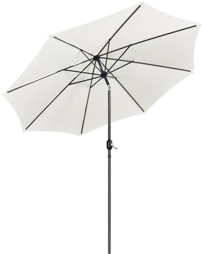 Yaheetech Parasol Sombrilla Jardín 230cm/270cm Inclinable con Manivela Parasol Terraza Exterior Piscina Patio Balcón Impermeable Protección UV 230cm Crema
