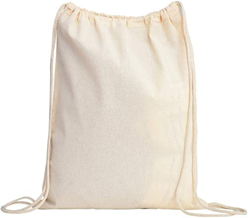 50 Stück strapazierfähige Baumwoll-Leinen-Rucksäcke mit Kordelzug, 35,6 x 40,6 cm (B x H), natur, Medium