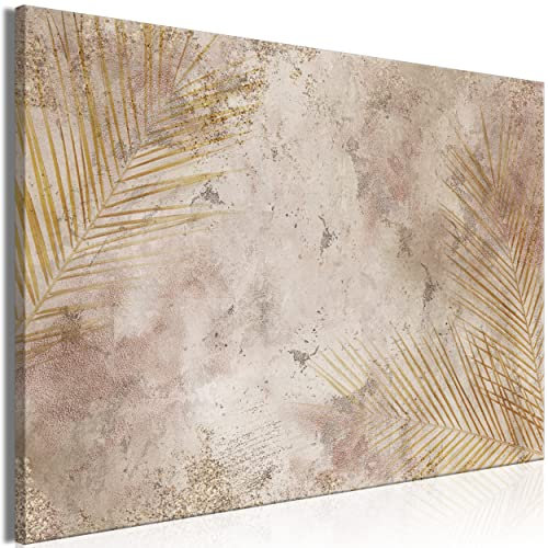 decomonkey Bilder Palmen 120x80 cm 1 Teilig Leinwandbilder Bild auf Leinwand Vlies Wandbild Kunstdruck Wanddeko Wand Wohnzimmer Wanddekoration Deko Laub Hintergrund Textur Stein Beton Pflanzen Beige