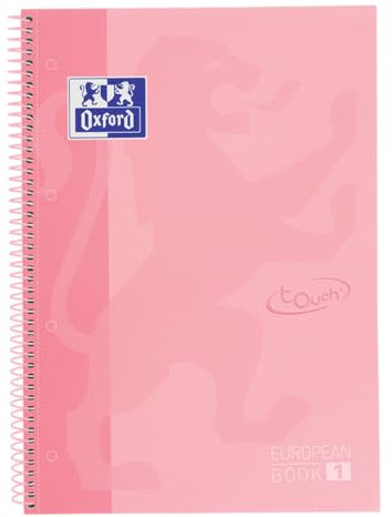 Oxford A4 European Book 1, liniert, 160 Seiten mit farbigen Rändern, Touch Hardcover, mit Whiteboard, pastell rosa