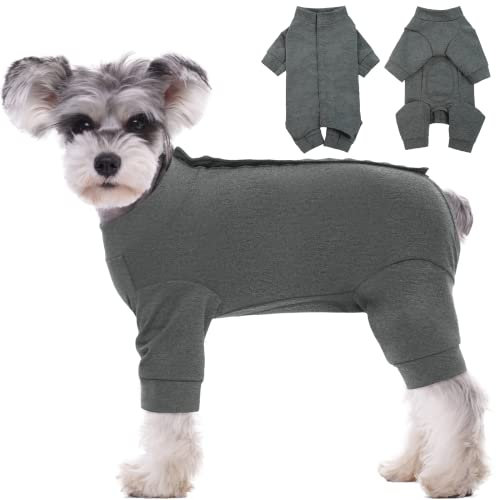 Kuoser Hundebody nach op, Medizinischer Body Hund,Hunde Schlafanzüge, Hundebody nach kastration, Anti-Lecken Wundschutz,Kegel-Alternative (S,Grau)