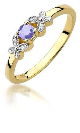 Damen Ring 585 14k Gold Gelbgold echt Tansanit Edelstein Diamanten Brillanten