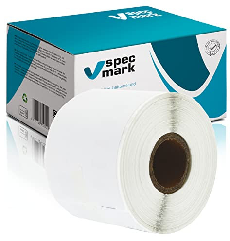 specmark Etiketten-Rolle kompatibel mit DYMO S0929110 62mm x 106mm 250 Stück kompatibel zu allen Etikettendruckern LabelWriter 450, 4XL, Seiko-SLP, Weiß Ettiket, Schwarzer Schrift I ohne Kleber