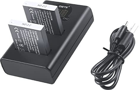 DSTE NB-6L NB-6LH Lot de 2 Batteries de Rechange + Chargeur Double USB avec écran LCD Compatible avec Canon PowerShot X500, SD3500, SD4000