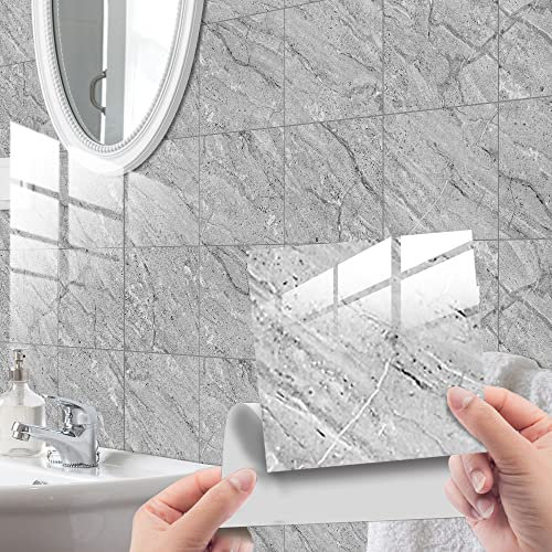 HORIWE Fliesenaufkleber Marmorierung 15x15cm Wandfliese Aufkleber 20 Stück PVC Fliesensticker Fliesen Folie Selbstklebende Tapete Wasserdicht Wandaufkleber für Küche, Schrank, Möbel, Tisch