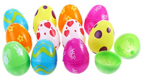 ibasenice 12 Stück Ostereier Zum Bemalen Kunststoffkorb Kinderkorb Eiersuche Ostereier Ornamente Osterkorb Bemalte Kinderdekoration Partygeschenk