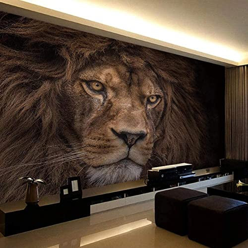 Lion Des Animaux Papier Peint 3D Décoration Salon Décoration Murale Murale Chambre À Coucher 3D Papier Peint Coller Salon Le Mur Pour Chambre Murale- 140 (largeur) x 70 (hauteur) cm