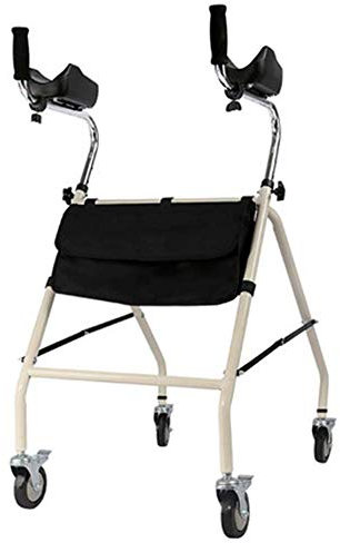 Gehgestell für Senioren, Gehgestell mit vier Rädern und Armlehnen-Stützpolster, leicht zu manövrieren und höhenverstellbar, eingeschränkte Mobilitätshilfe, bequeme Handgriffe, zur Aufbewahrung flach
