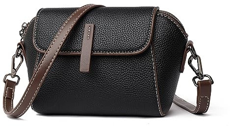 unisoul Klein Umhängetasche Damen Handtasche Leder Crossbody Bag Frauen Reisepass Handytasche Moderne Tasche Schultertasche, Reißverschlusstasche Party Abendtasche Clutch Geldbörse, Schwarz
