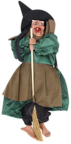 Halloween Hexe Deko Hängende Fliegende Hexe Figur mit leuchtenden Augen Hänge-Deko Scary Hexe Handwerk Ornamente Wandbehang Deko Hexe Reitend auf Besen Bar KTV Dekoration Horror Hexendekoration