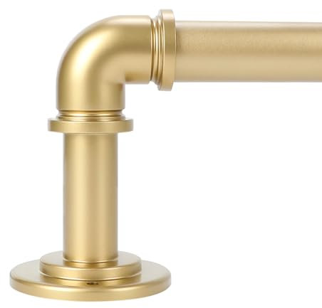 OLV Goldene industrielle Gardinenstangen für Fenster, 183 bis 366 cm, 2,5 cm Durchmesser, Verdunkelung, verstellbar, strapazierfähig, für drinnen und draußen