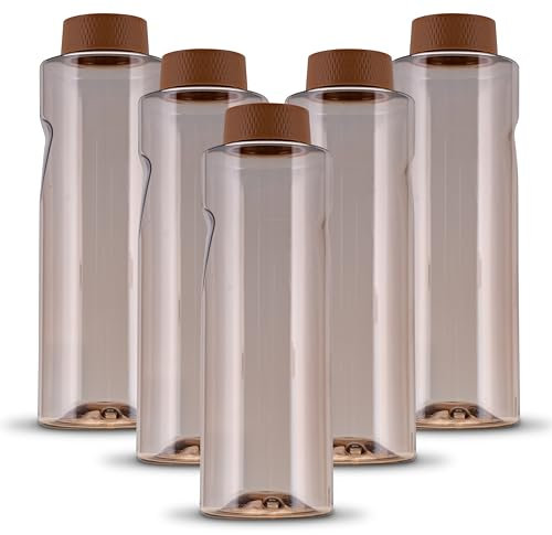 LGL 5er Set Kavodrink Premium Trinkflaschen 800 ml – BPA-frei, robust & spülmaschinenfest – Braune Wasserflaschen für Sport, Fitness & Alltag – Auslaufsicher & langlebig