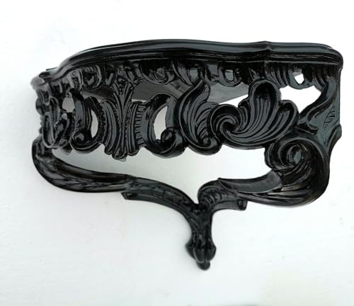 Generisch Eckregal Hängeregal, Barockstil Eckregal Ornamente Wandregal Antikstill Vintage Landhausstil Regal für Schlafzimmer Wohnzimmer (Schwarz)