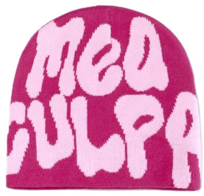 Bonnets Y2k Pour Femmes Culpa Bonnets Dupes Skull Cap Y2K Bonnets Skullies Bonnets Lettre Imprimer Accessoires Bonnets Y2K Cadeaux Noël Pour Femmes Et Hommes (Rouge/Rose,Taille unique)
