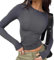 Women's Basic T-Shirt Long Sleeve Crop Top Slim Fit Tops Casual Crew Neck Tee Shirt Long Sleeve (UK, Alpha, M, Regular, Regular, Grey)