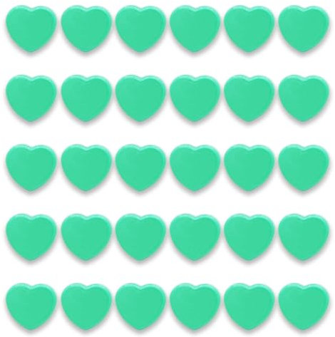 PYJLBX Fridge Magnets Strong Magnet Small Magnets, 30 Pcs Whiteboard Magnets Heavy Duty, Mini Magnets Fridge Magnets for Adults, Cute Magnets for Whiteboard Fridge Crafts Notice Board (Green, Heart)