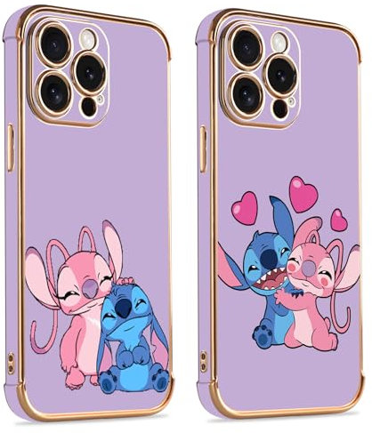 2 Stück Karikatur Stitch Handyhülle Kompatibel mit iPhone 11 Hülle 6,1,Cartoon Anime Kawaii Muster Galvanisierte Schutzhülle Weich TPU Stoßfest Dünn Case mit Kameraschutz Bumper Case,Lila,09