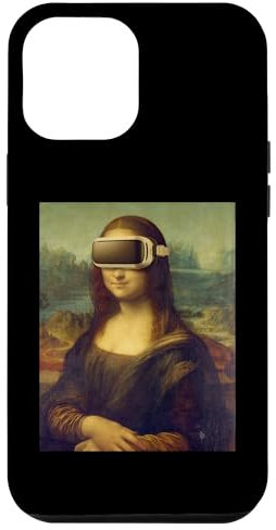 Hülle für iPhone 15 Pro Max Mona Lisa trägt ein VR-Gerät Leonardo da Vinci Malerei