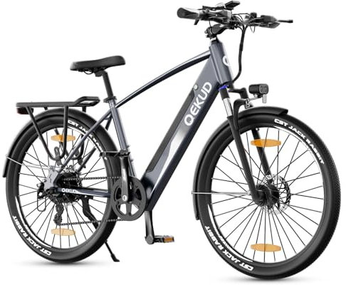 Qekud 27M204 E-Bike 27.5“ Cityräder Elektrofahrrad, 36V/12Ah Akku ebike,250W Motor,Elektrofahrrad Reichweite 100km bis 25 km/h,Elektrofahrrad mit APP,Grau